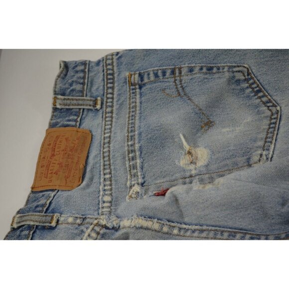 Levi's 505 Distressed Jeans Light Wash Straight Leg 34x32 Mens Original Fit - Picture 9 of 11